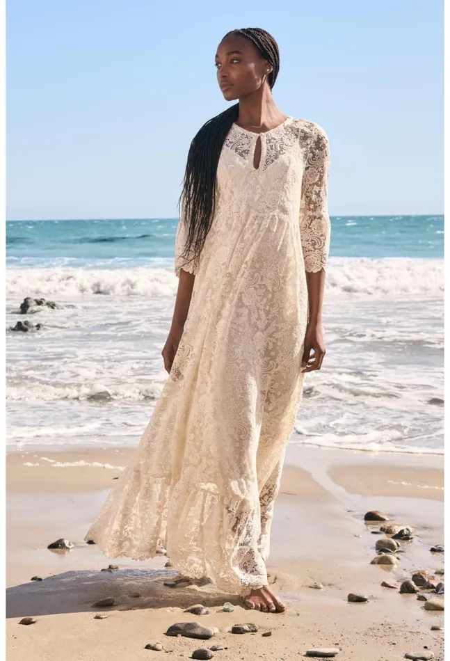 Women Harper Recycled Lace Maxi Dress Ecru Johnny Was Dresses