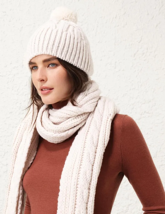 Women Hats Zimmermann Cable Knit Beanie Cream