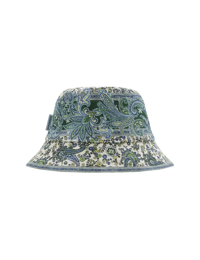 Women Hats Zimmermann Printed Canvas Bucket Hat Green Paisley