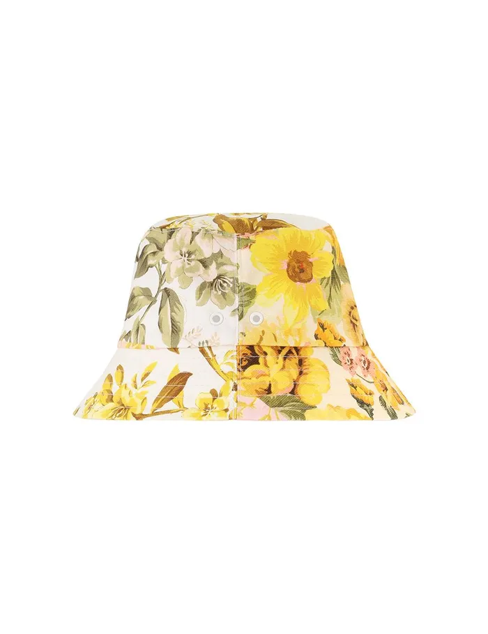 Women Hats Zimmermann Printed Canvas Bucket Hat Patch Floral