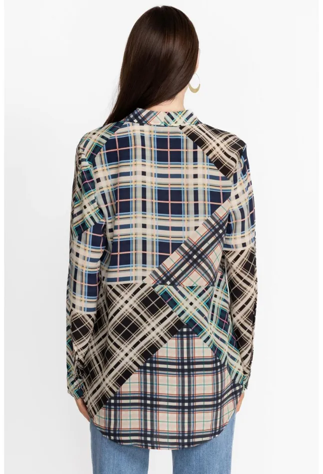 Women Idora Patchwork Button Down Shirt Multi Johnny Was Tops