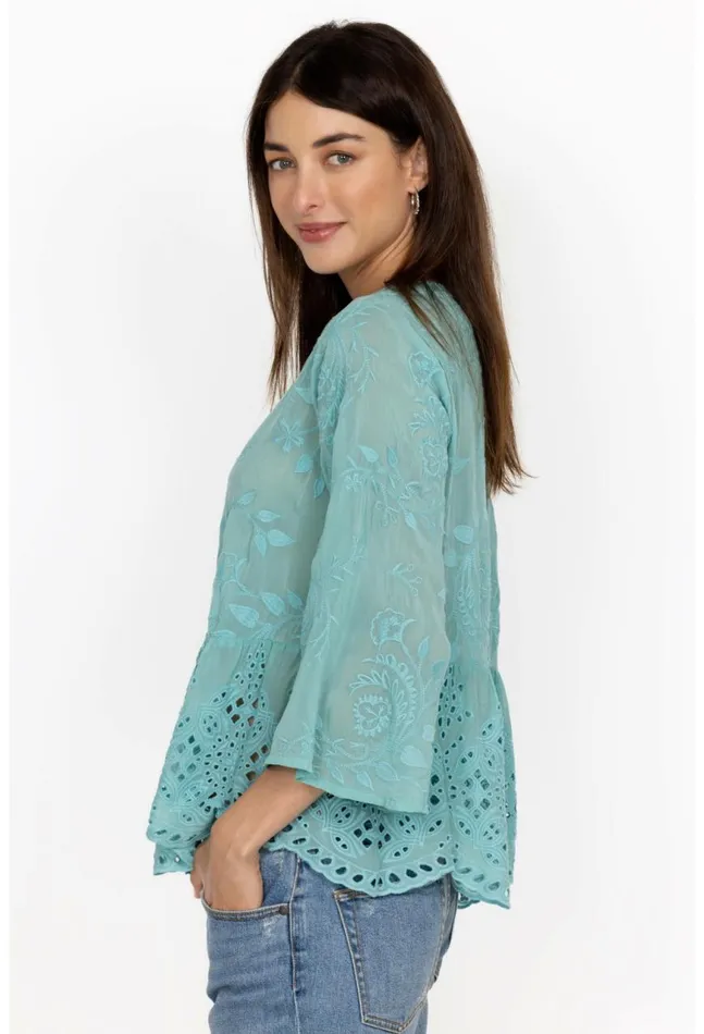 Women Ingrid Reveka Blouse Marine Blue Johnny Was Tops