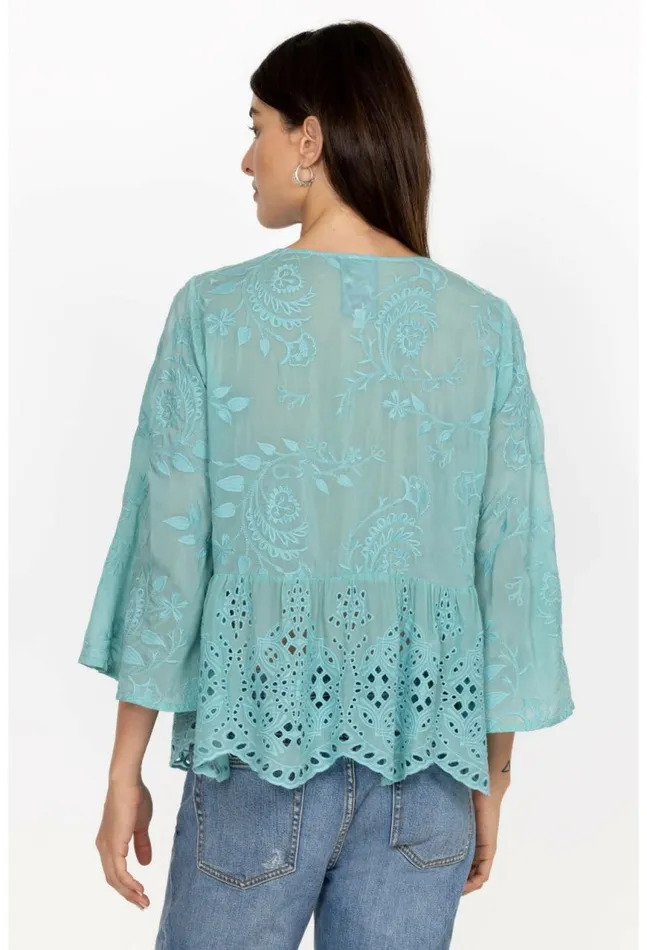 Women Ingrid Reveka Blouse Marine Blue Johnny Was Tops