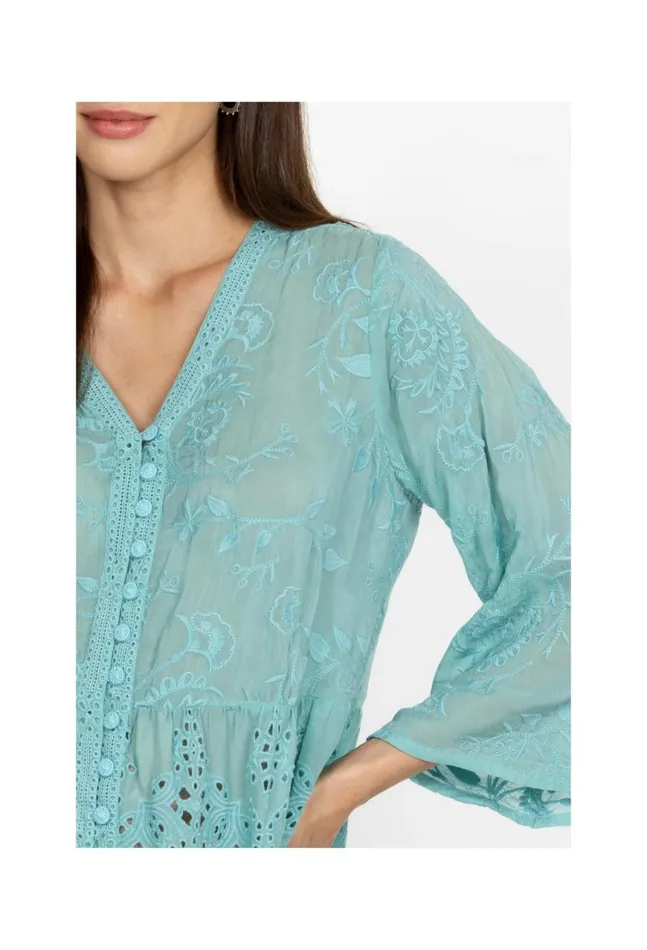 Women Ingrid Reveka Blouse Marine Blue Johnny Was Tops