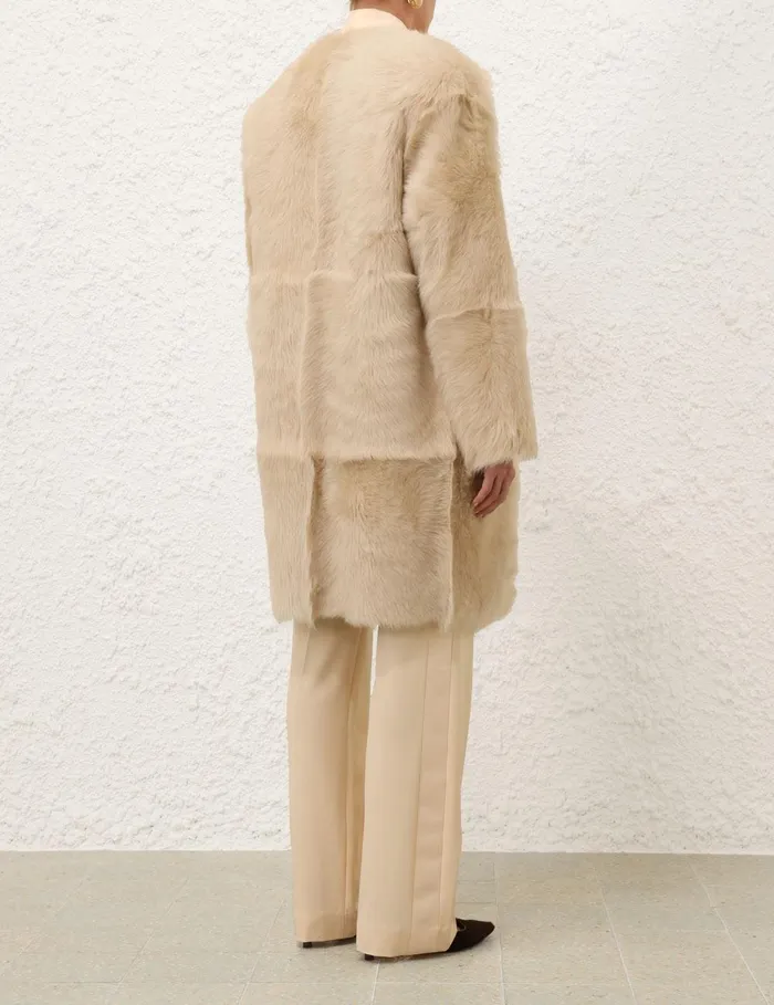 Women Jackets and Coats Zimmermann Illustration Shearling Coat Cream