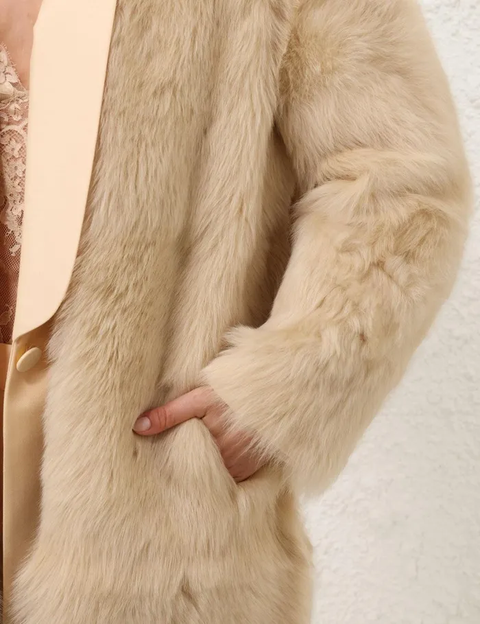 Women Jackets and Coats Zimmermann Illustration Shearling Coat Cream