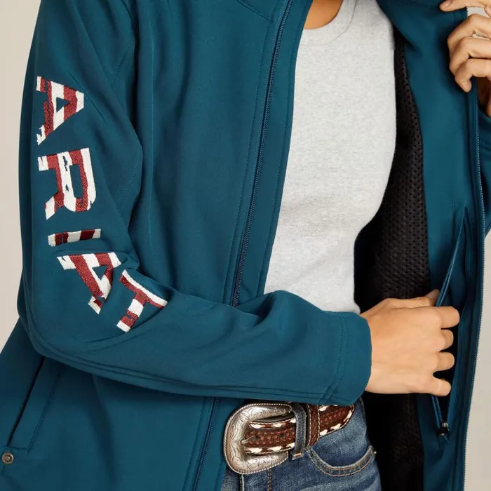 Women Jackets and Vests Ariat Team Patriot Softshell Jacket Reflecting Pond