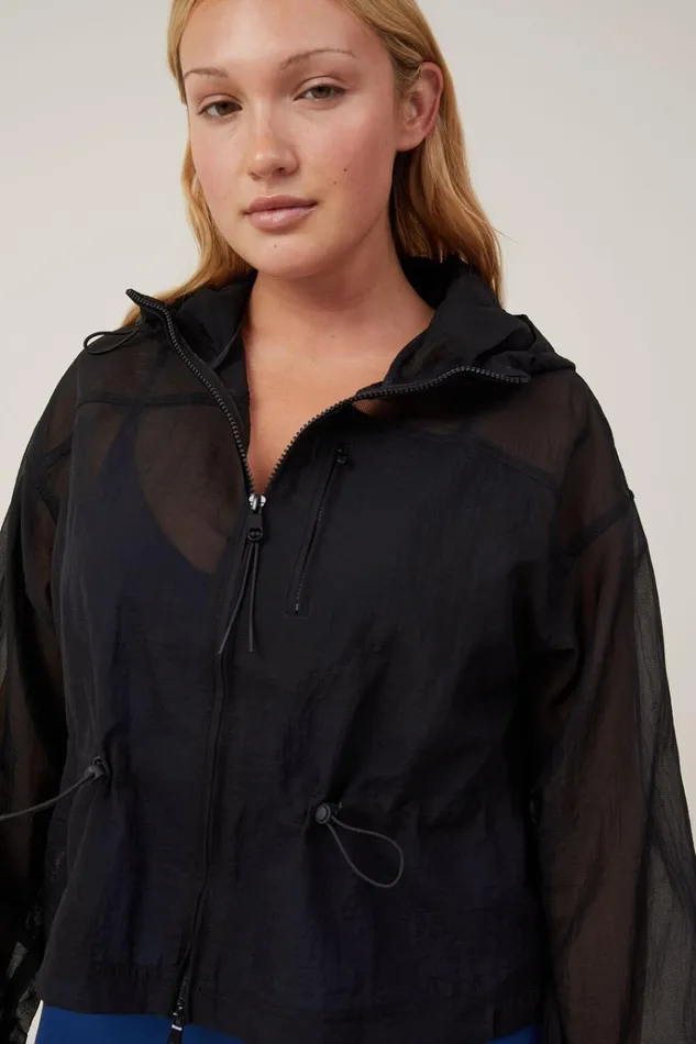 Women Jackets Cotton On Mesh Anorak Black