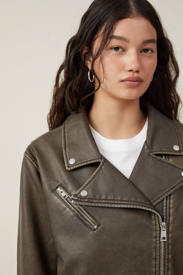 Women Jackets Cotton On Roman Faux Leather Biker Jacket Washed Brown Women Jackets Cotton On Roman Faux Leather Biker Jacket Washed Brown