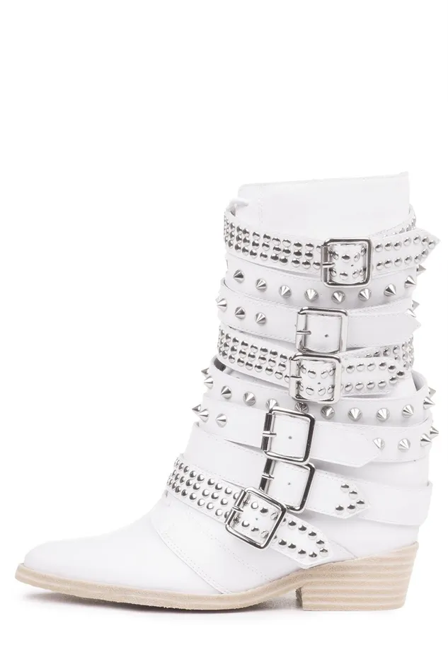 Women Jeffrey Campbell Ankle To Mid DRACOSTUD White Silver