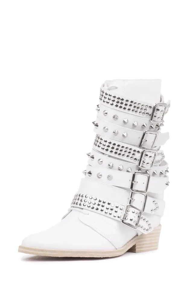 Women Jeffrey Campbell Ankle To Mid DRACOSTUD White Silver