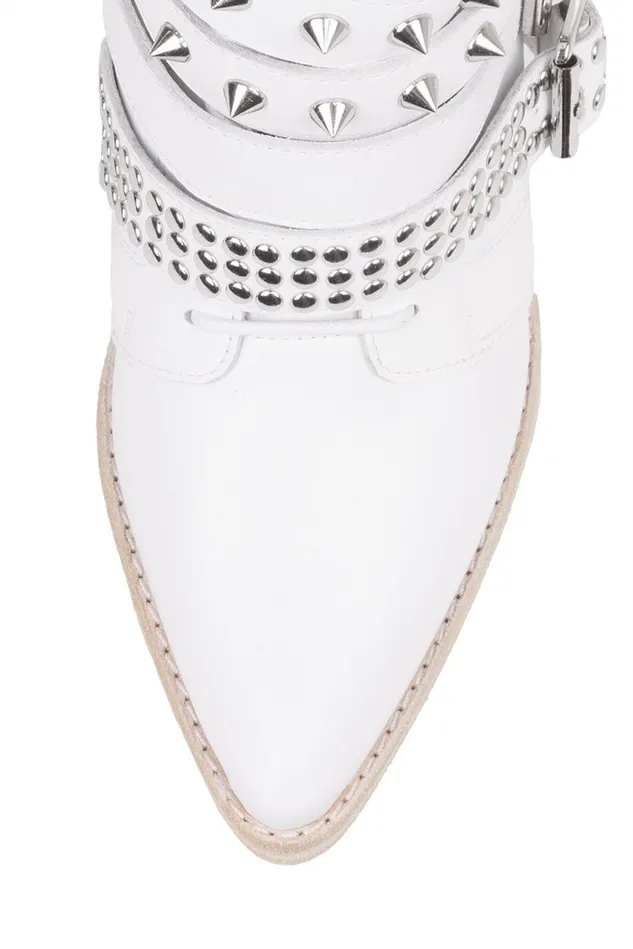 Women Jeffrey Campbell Ankle To Mid DRACOSTUD White Silver