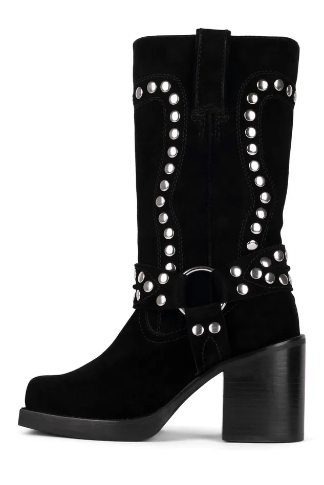 Women Jeffrey Campbell Ankle To Mid JUVENILES Black Suede Silver