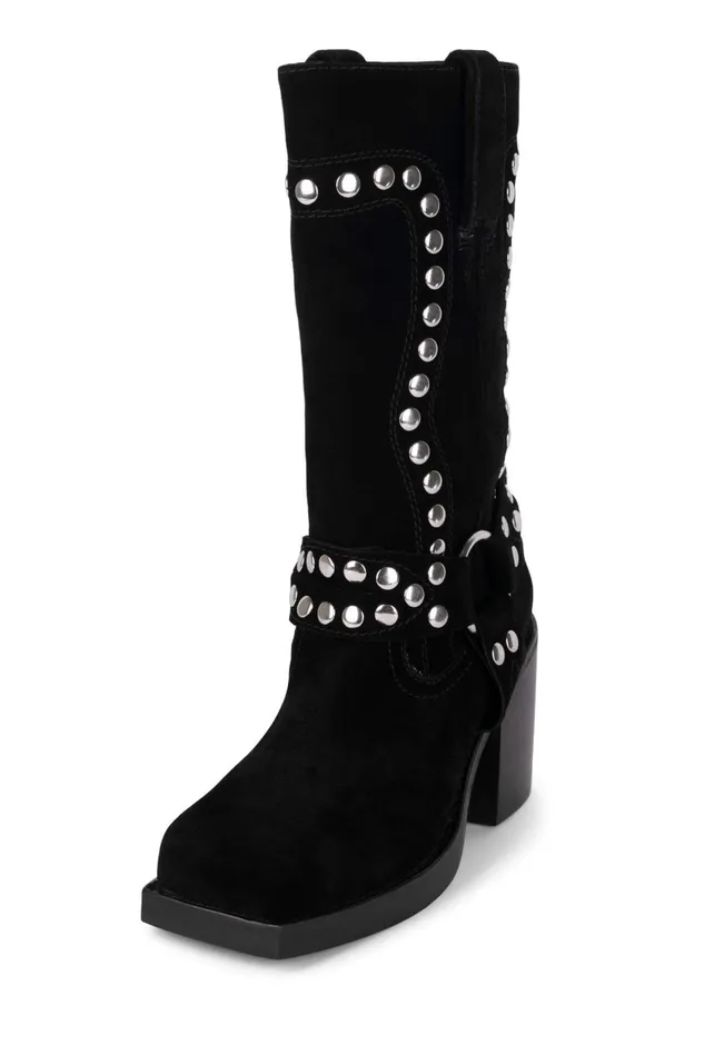 Women Jeffrey Campbell Ankle To Mid JUVENILES Black Suede Silver