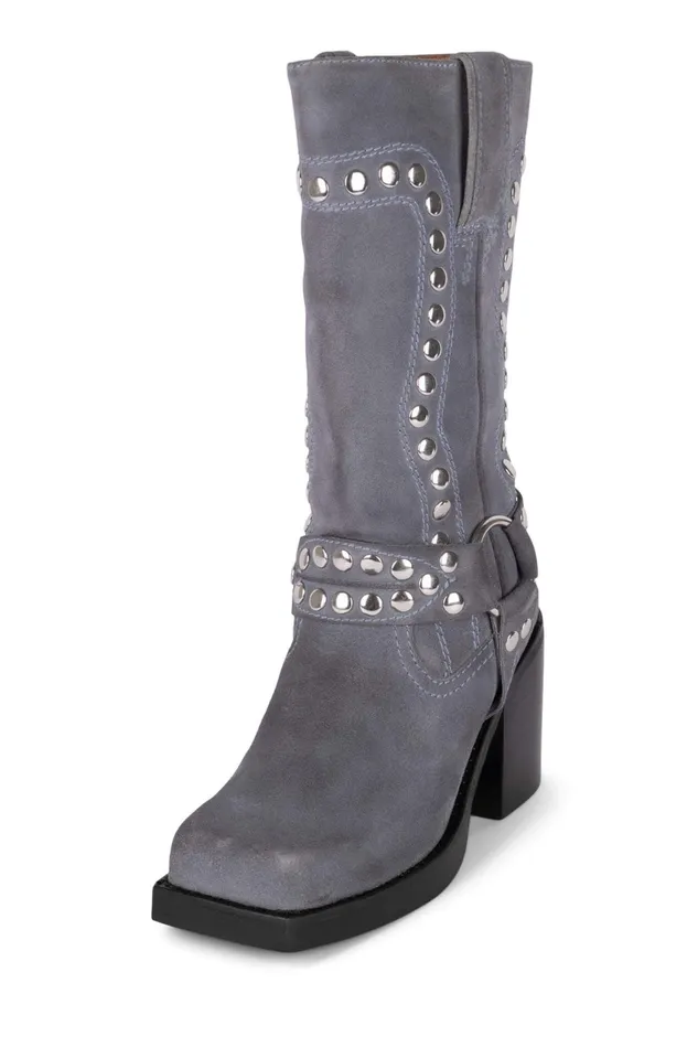Women Jeffrey Campbell Ankle To Mid JUVENILES Dusty Blue Suede Silver
