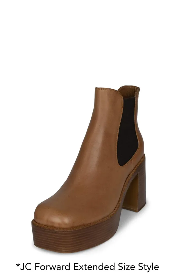 Women Jeffrey Campbell Boot DRUMNBASS Tan Tan Polish Stack