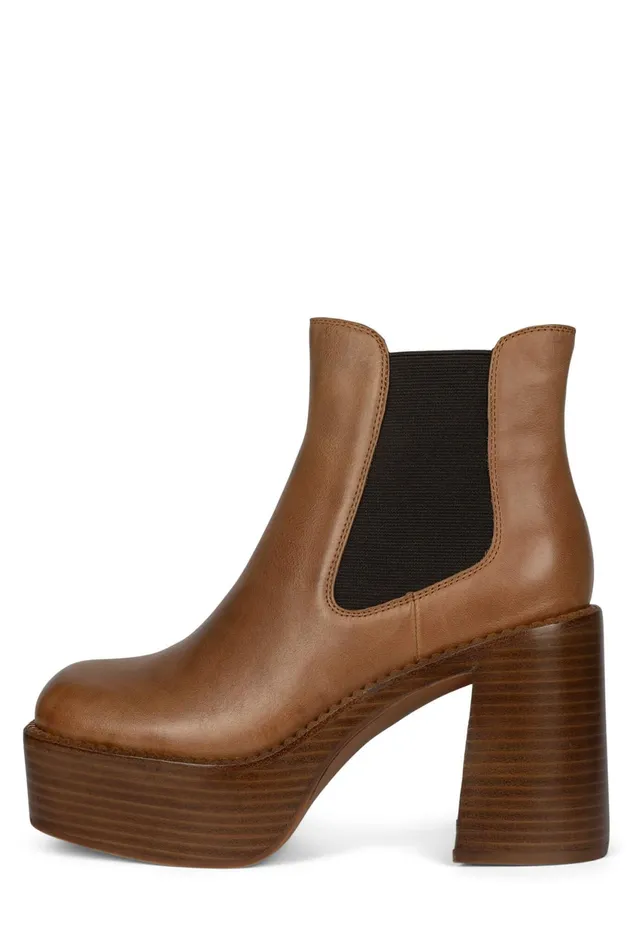 Women Jeffrey Campbell Boot PERFORMER Tan Tan Polish Stack