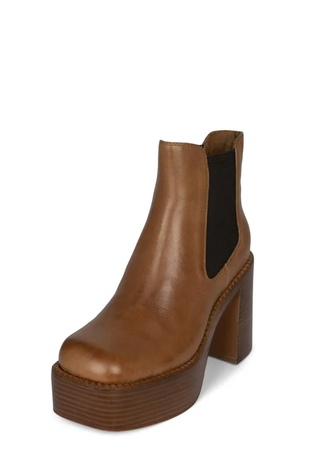 Women Jeffrey Campbell Boot PERFORMER Tan Tan Polish Stack