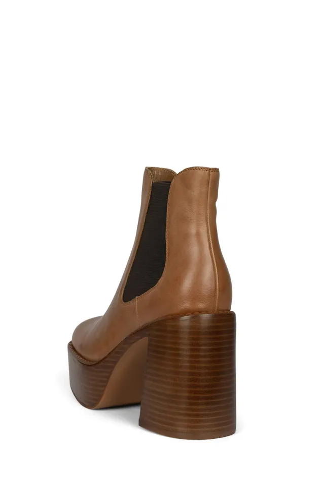 Women Jeffrey Campbell Boot PERFORMER Tan Tan Polish Stack