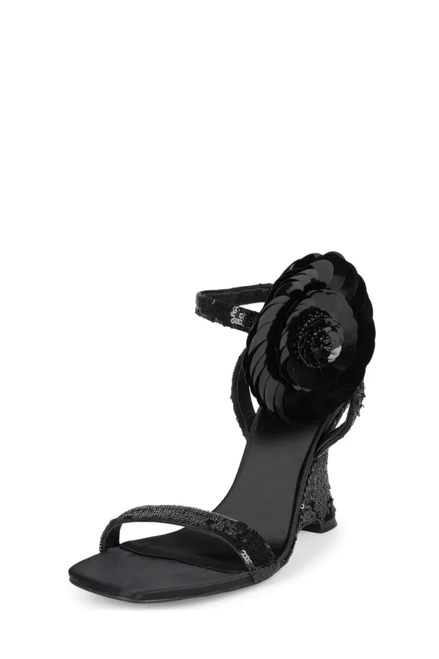 Women Jeffrey Campbell Heel FLORALINE Black Sequins
