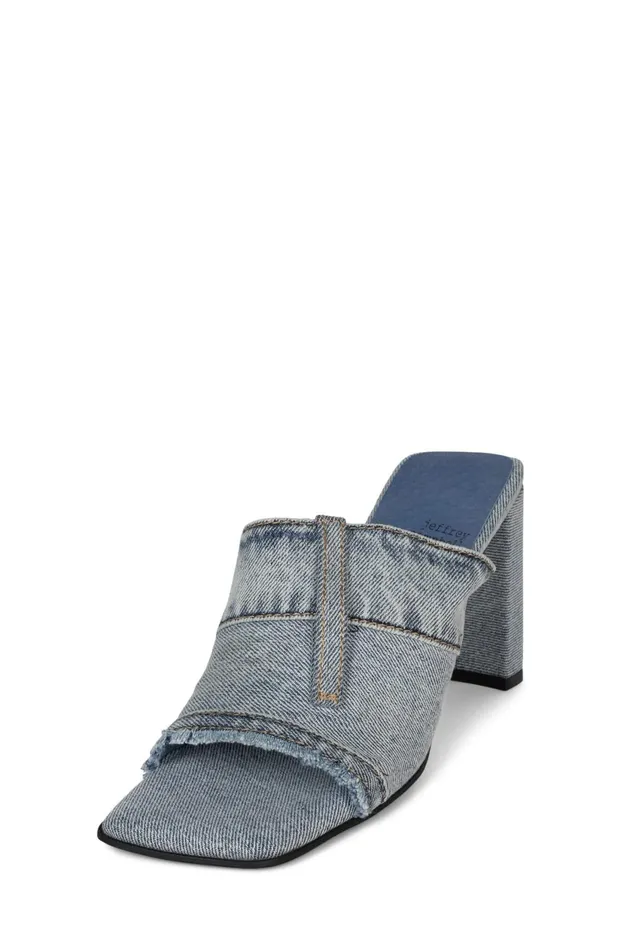 Women Jeffrey Campbell Heel TROUSER Light Blue Denim