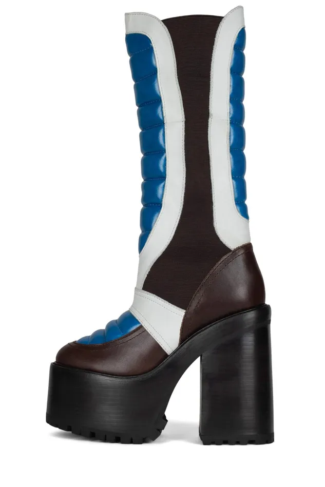 Women Jeffrey Campbell Knee To Thigh DIRTBIKE Black Orange White