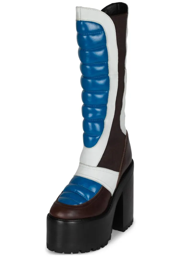 Women Jeffrey Campbell Knee To Thigh DIRTBIKE Black Orange White