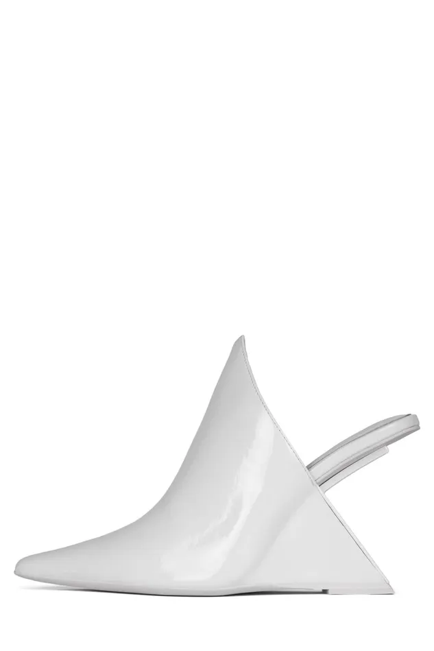 Women Jeffrey Campbell Mule AESTHETIC White Crinkle Patent