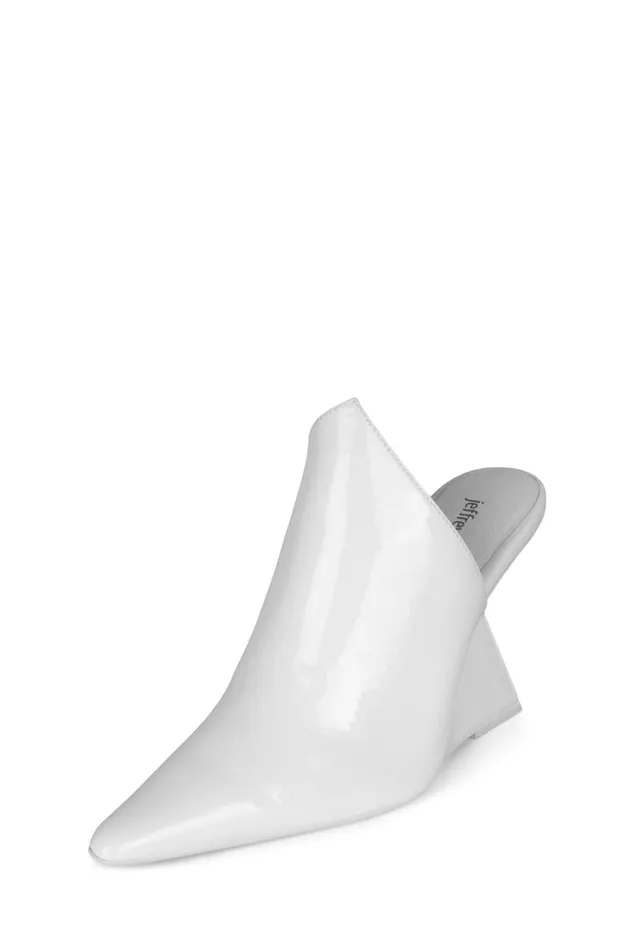 Women Jeffrey Campbell Mule AESTHETIC White Crinkle Patent