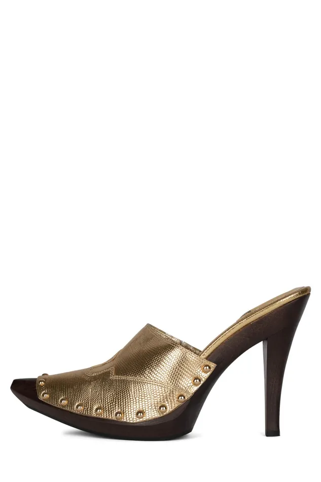 Women Jeffrey Campbell Mule JAYDE Gold Lizard