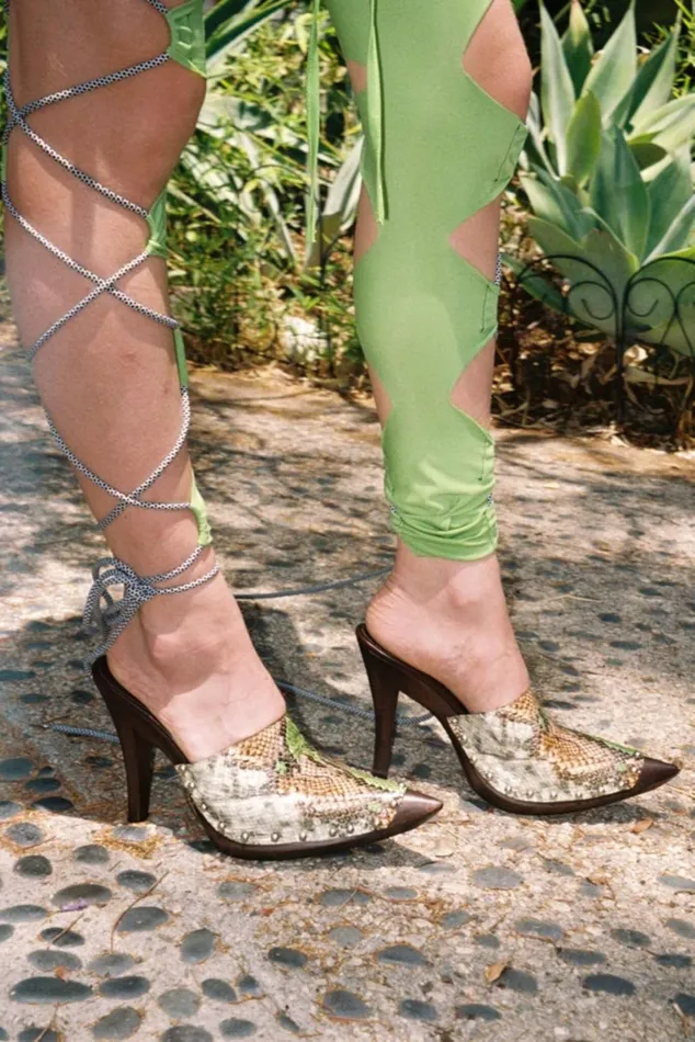 Women Jeffrey Campbell Mule JAYDE Gold Lizard