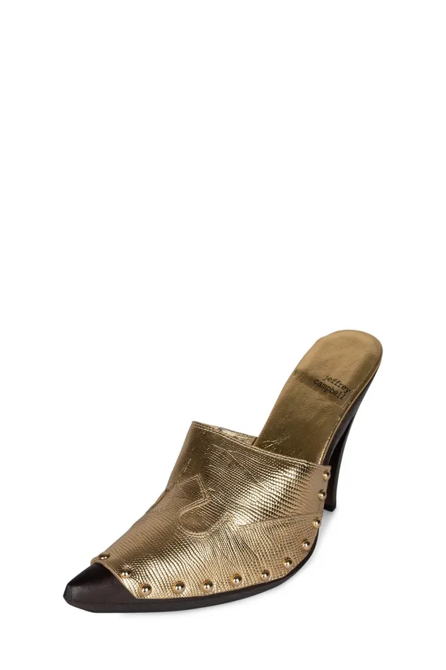 Women Jeffrey Campbell Mule JAYDE Gold Lizard