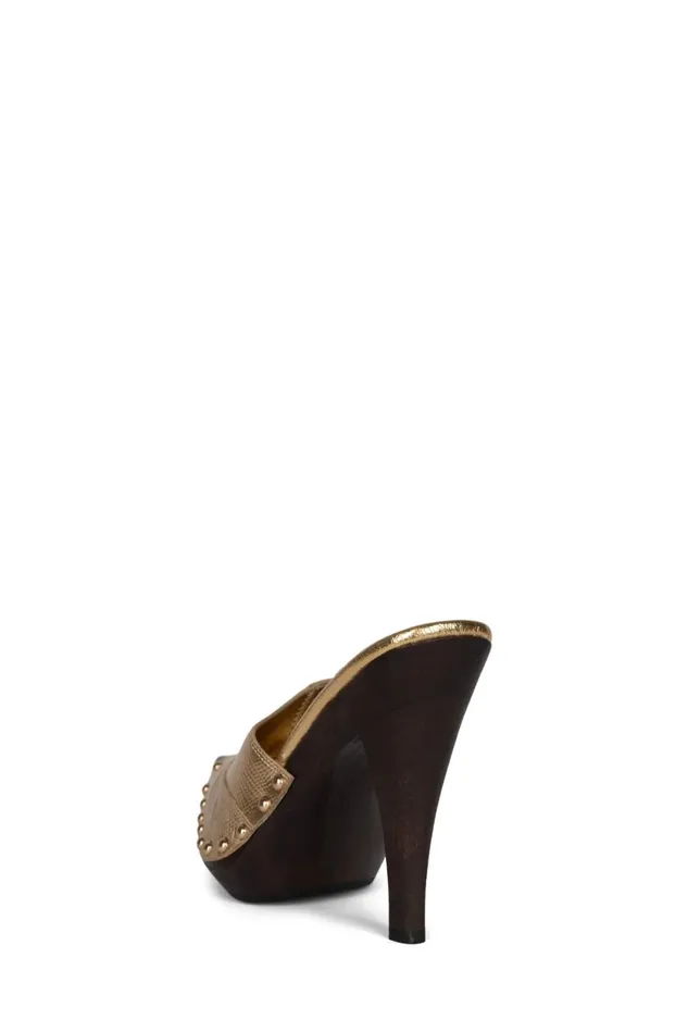 Women Jeffrey Campbell Mule JAYDE Gold Lizard