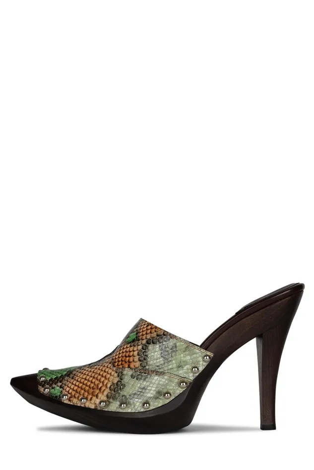 Women Jeffrey Campbell Mule JAYDE Gold Lizard