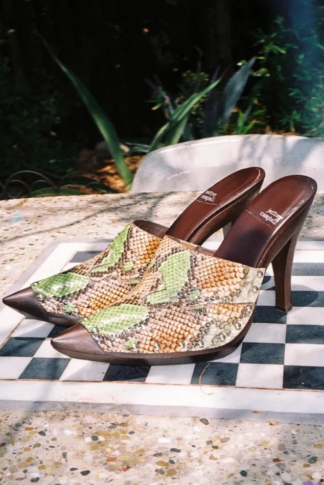 Women Jeffrey Campbell Mule JAYDE Gold Lizard