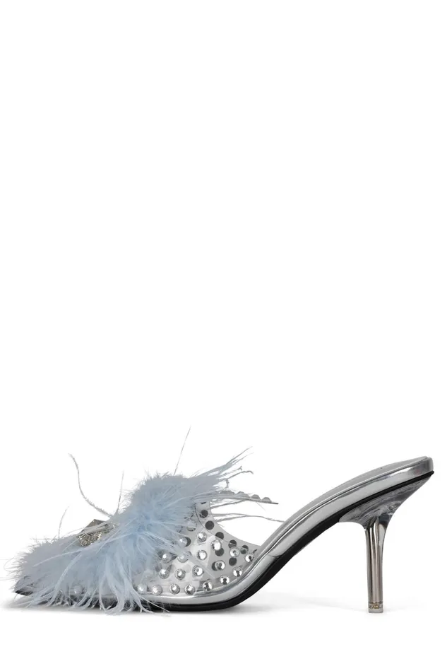 Women Jeffrey Campbell Mule PIXXIEF Blue Clear Vinyl