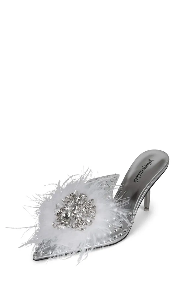 Women Jeffrey Campbell Mule PIXXIEF Blue Clear Vinyl