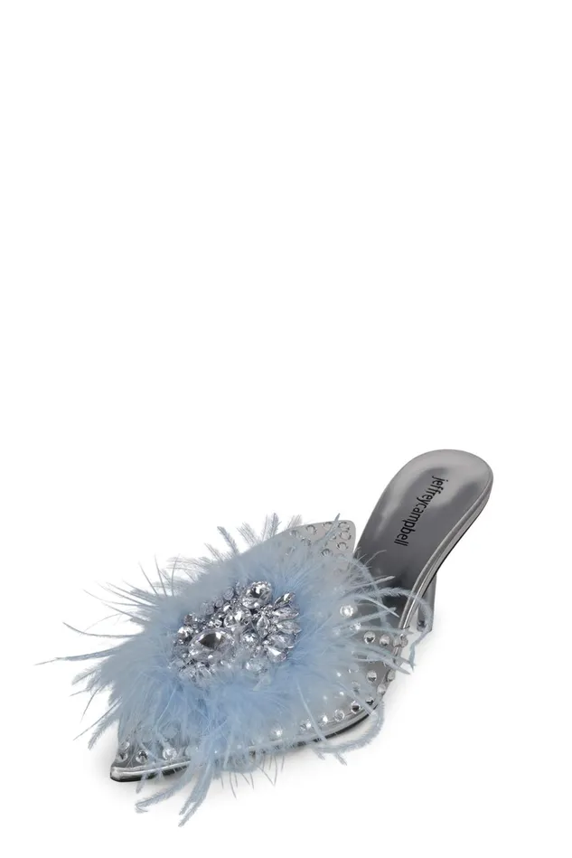 Women Jeffrey Campbell Mule PIXXIEF Blue Clear Vinyl