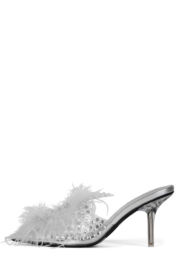 Women Jeffrey Campbell Mule PIXXIEF Blue Clear Vinyl