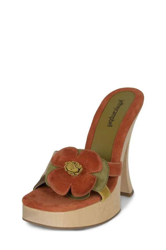 Women Jeffrey Campbell Sandal UGROWGRL Brown Khaki Suede Combo
