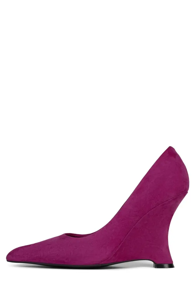 Women Jeffrey Campbell Wedge INTRIGUED Fuchsia Suede