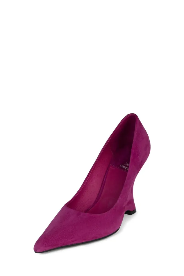 Women Jeffrey Campbell Wedge INTRIGUED Fuchsia Suede