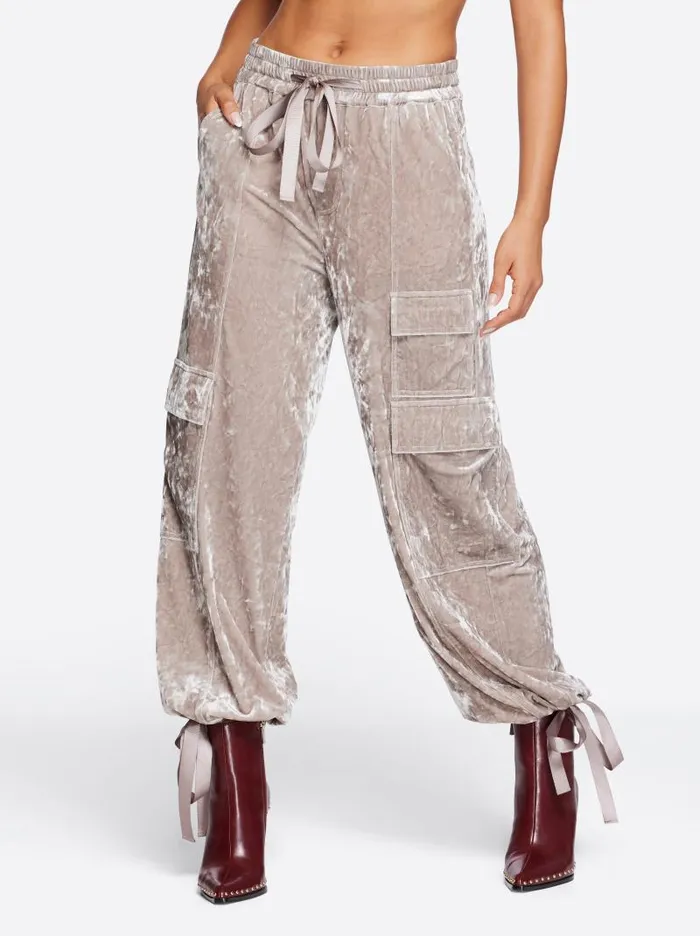 Women Jessica Simpson Bottoms Velvet Cargo Pant In Pearl Grey