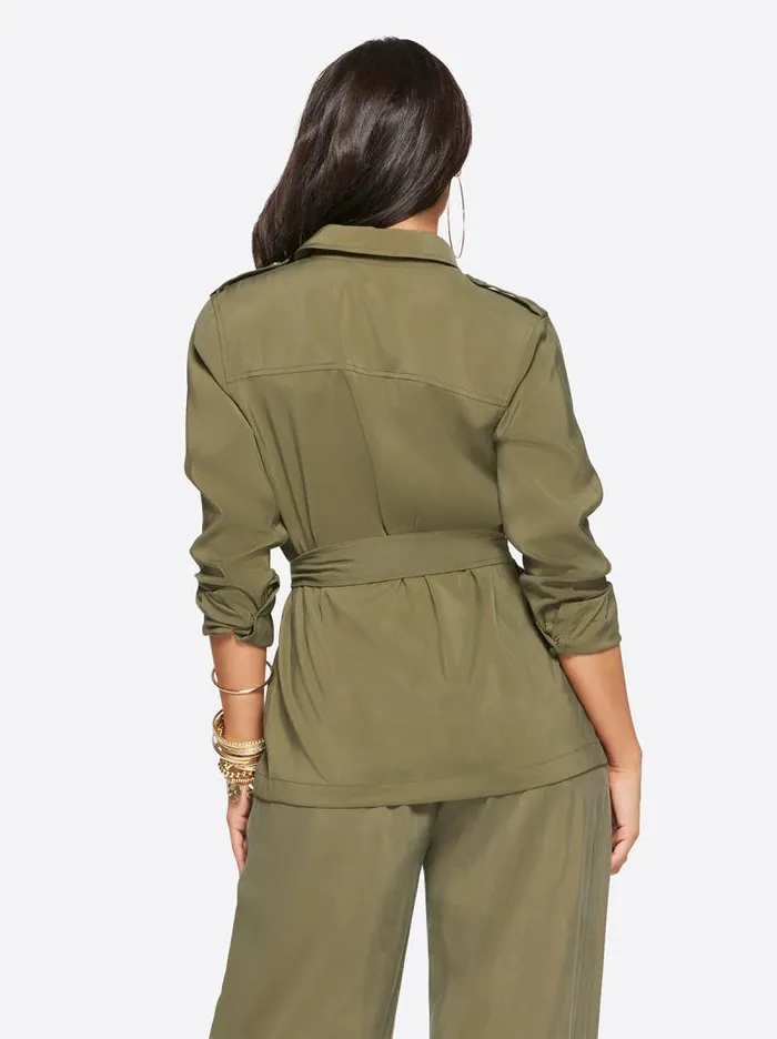 Women Jessica Simpson Jackets Blazers and Kimonos Jessa Jacket In Olive Night