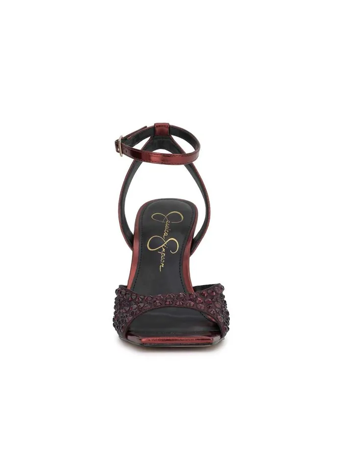 Women Jessica Simpson Sandals Lendall High Heel In Black Oxblood