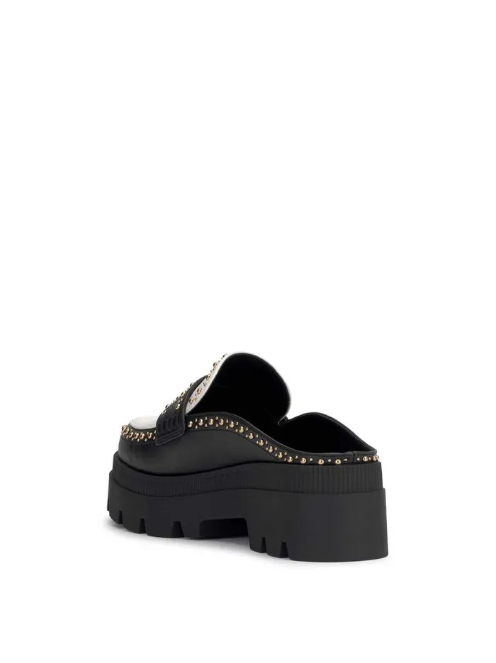 Women Jessica Simpson Slides and Mules Uma Slip On Loafer In Black and White