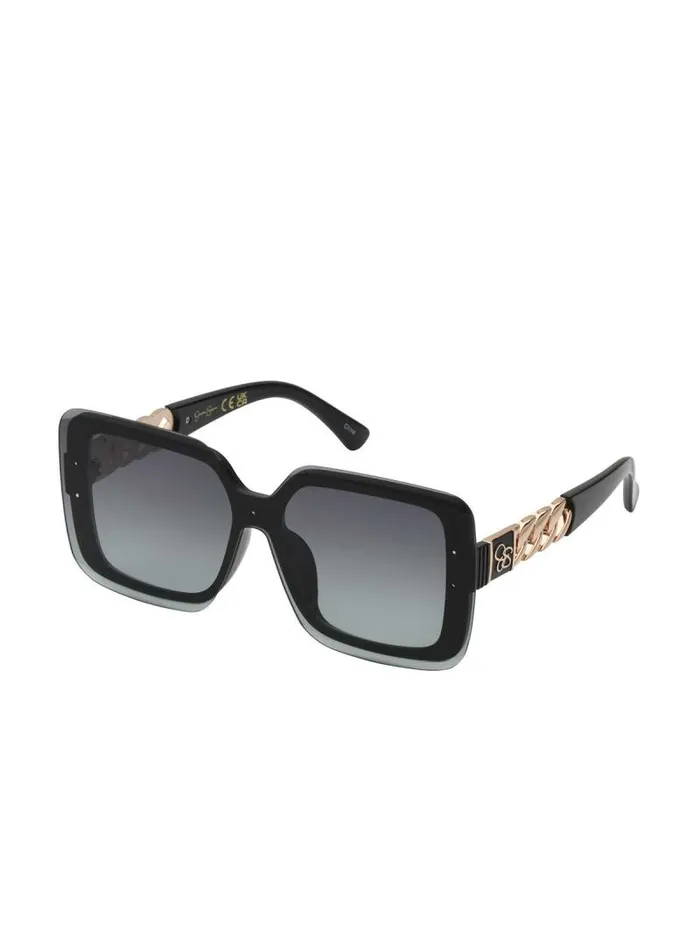 Women Jessica Simpson Sunglasses Glamorous Square Shield Sunglasses In Black