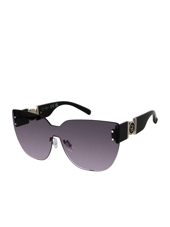 Women Jessica Simpson Sunglasses Rimless Cat Eye Shield Sunglasses In Black