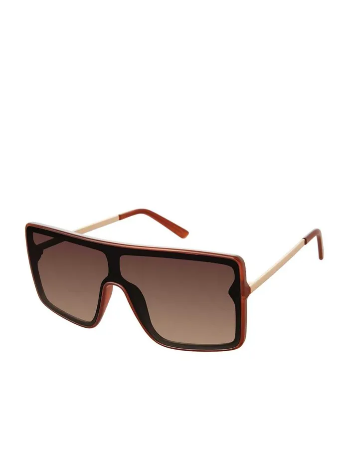 Women Jessica Simpson Sunglasses Square Shield Metal Temple Sunglasses In Brown Women Jessica Simpson Sunglasses Square Shield Metal Temple Sunglasses In Brown