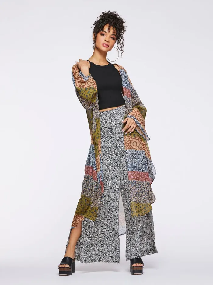 Women Jessica Simpson Tops and Tees Blaine Kimono In Blooming Patchwork